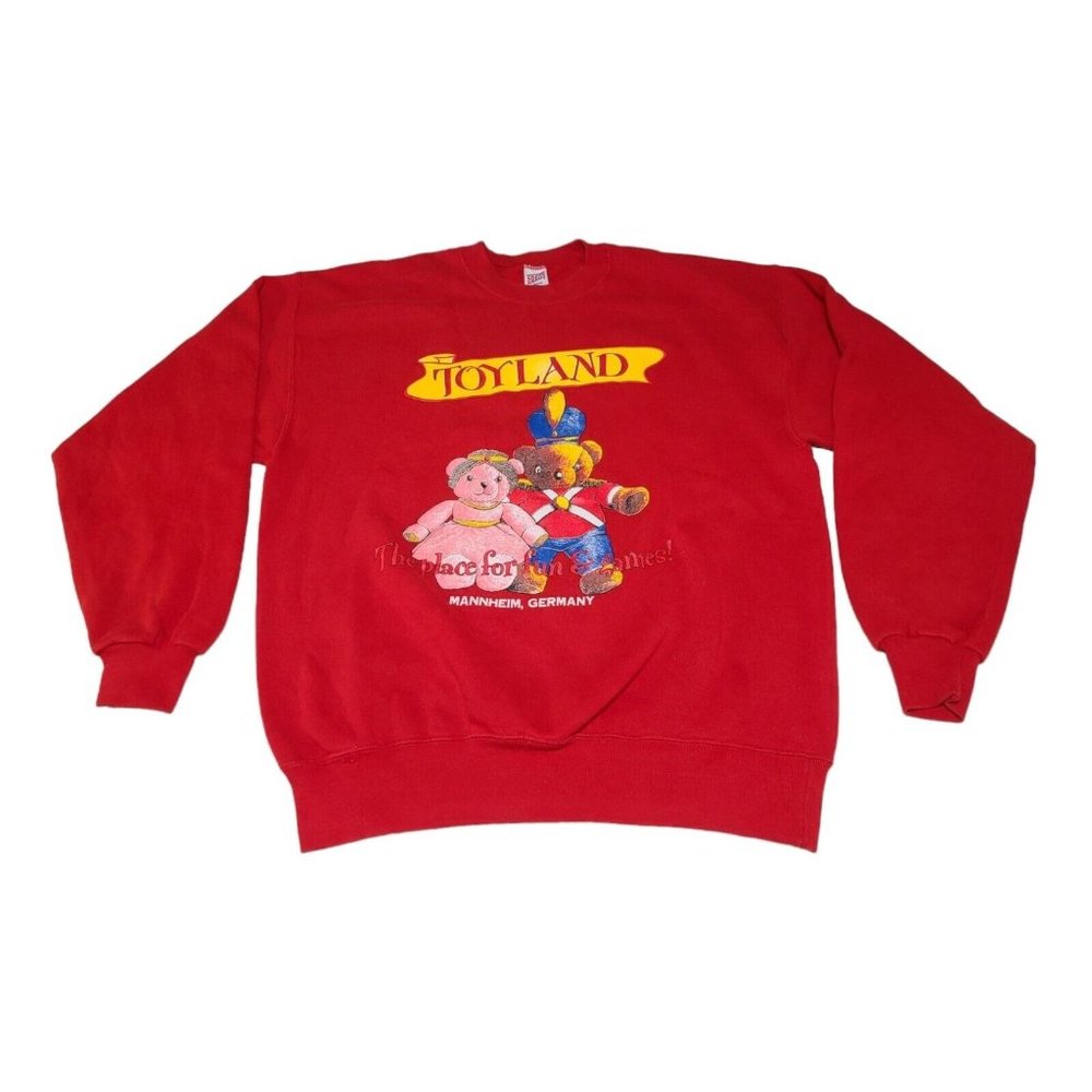 Vintage ToyLand Mannheim Germany Pullover Sweatshirt‎ Size L Red Made In USA